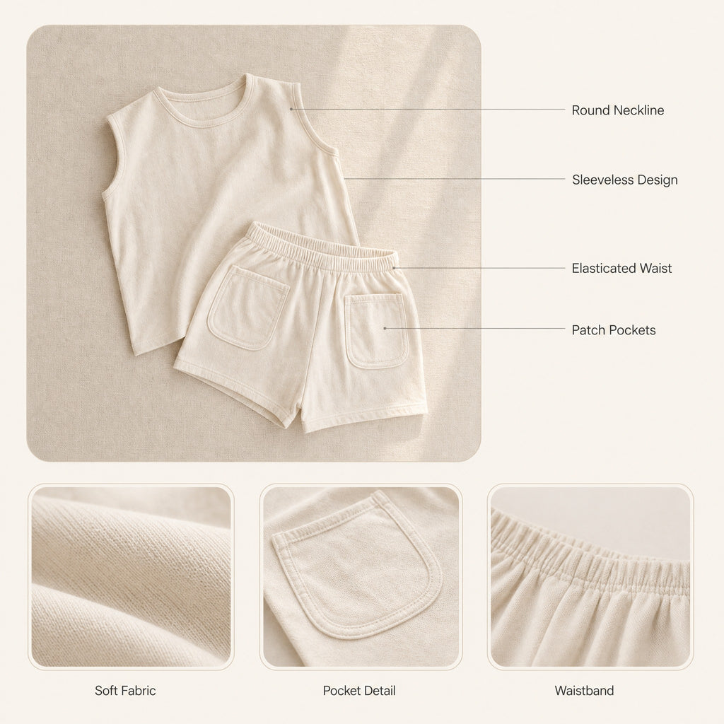Baby Vest Shorts Set – Casual Cotton Homewear for Newborn Boys Girls
