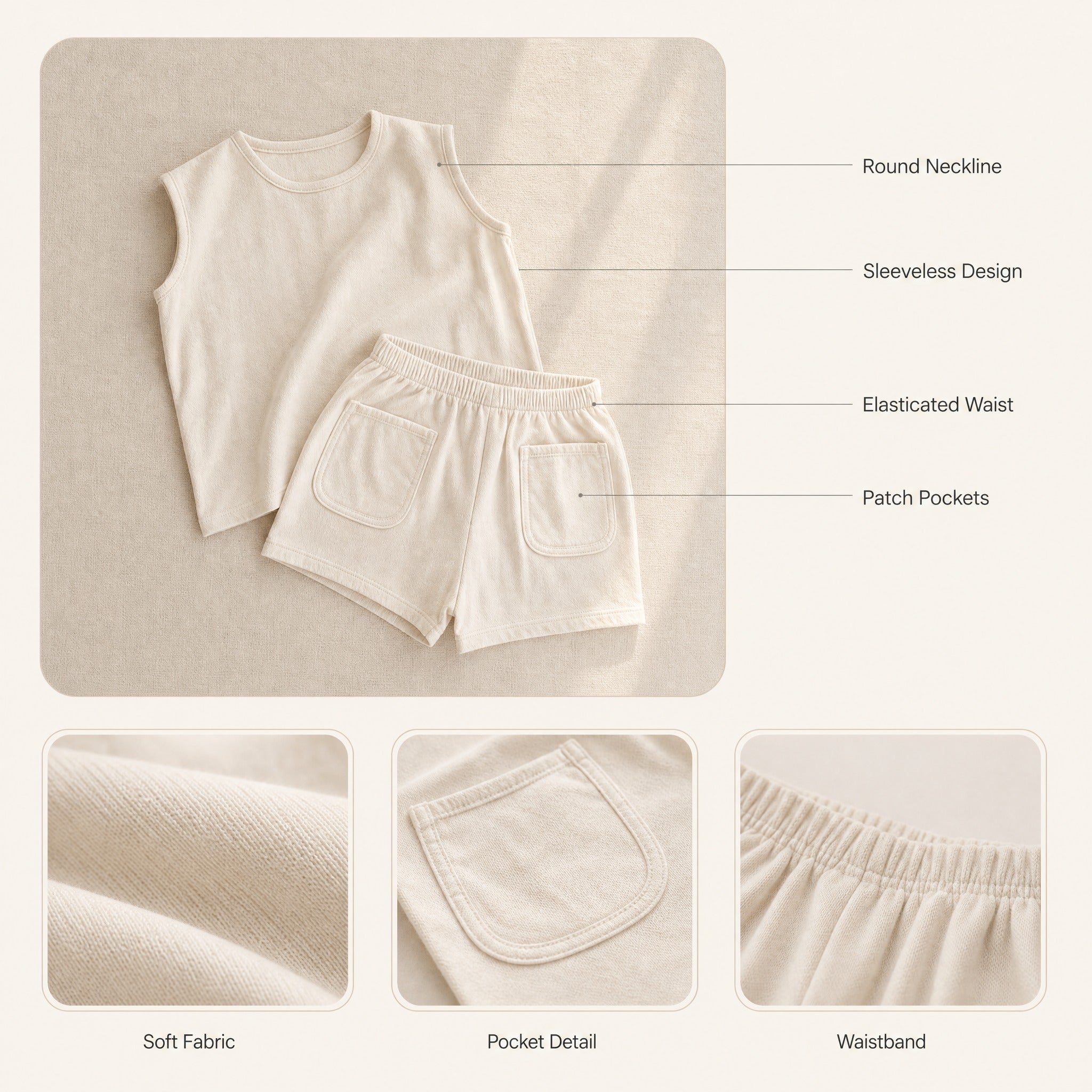 Baby Vest Shorts Set – Casual Cotton Homewear for Newborn Boys Girls