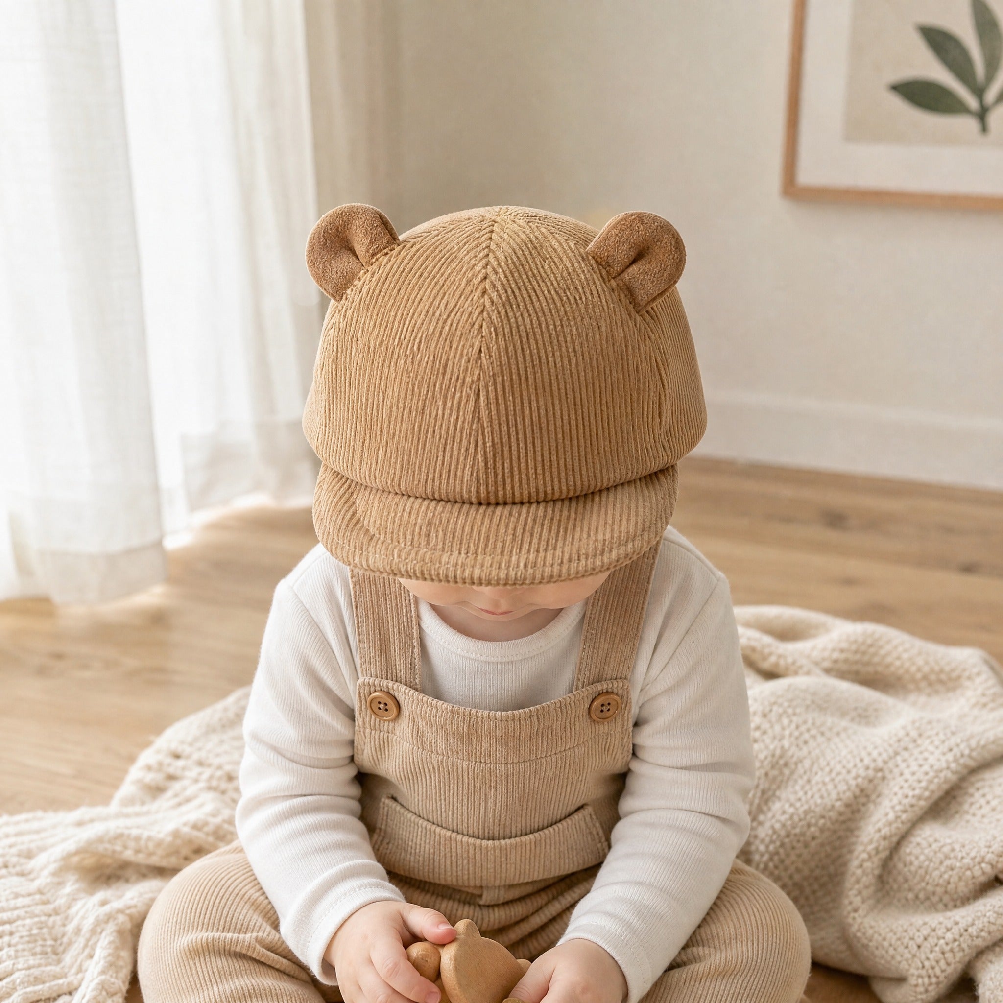 Corduroy Baby Baseball Cap – Bear Ear Hat Toddler Sun Hat Newborn Gift