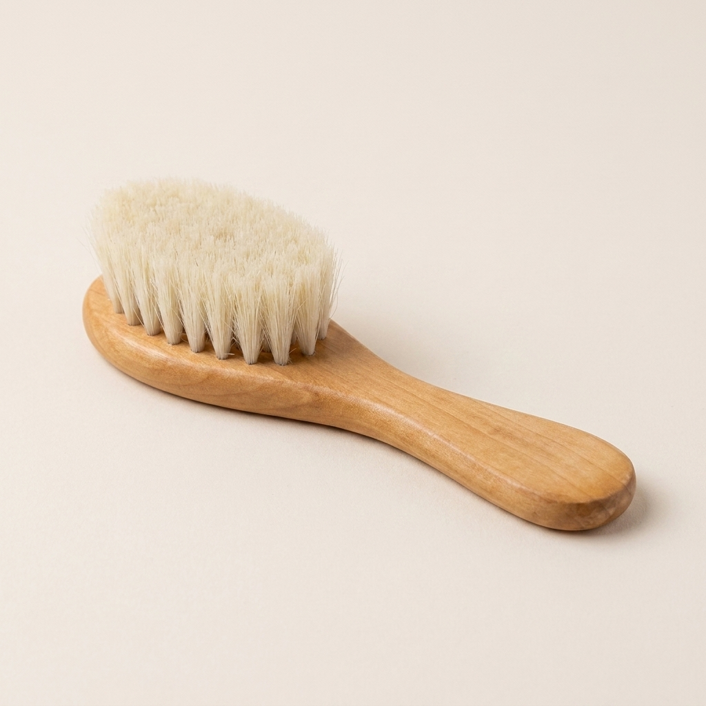Baby Hair Brush – Soft Bristle Wooden Handle Newborn Hairbrush Nursery Grooming