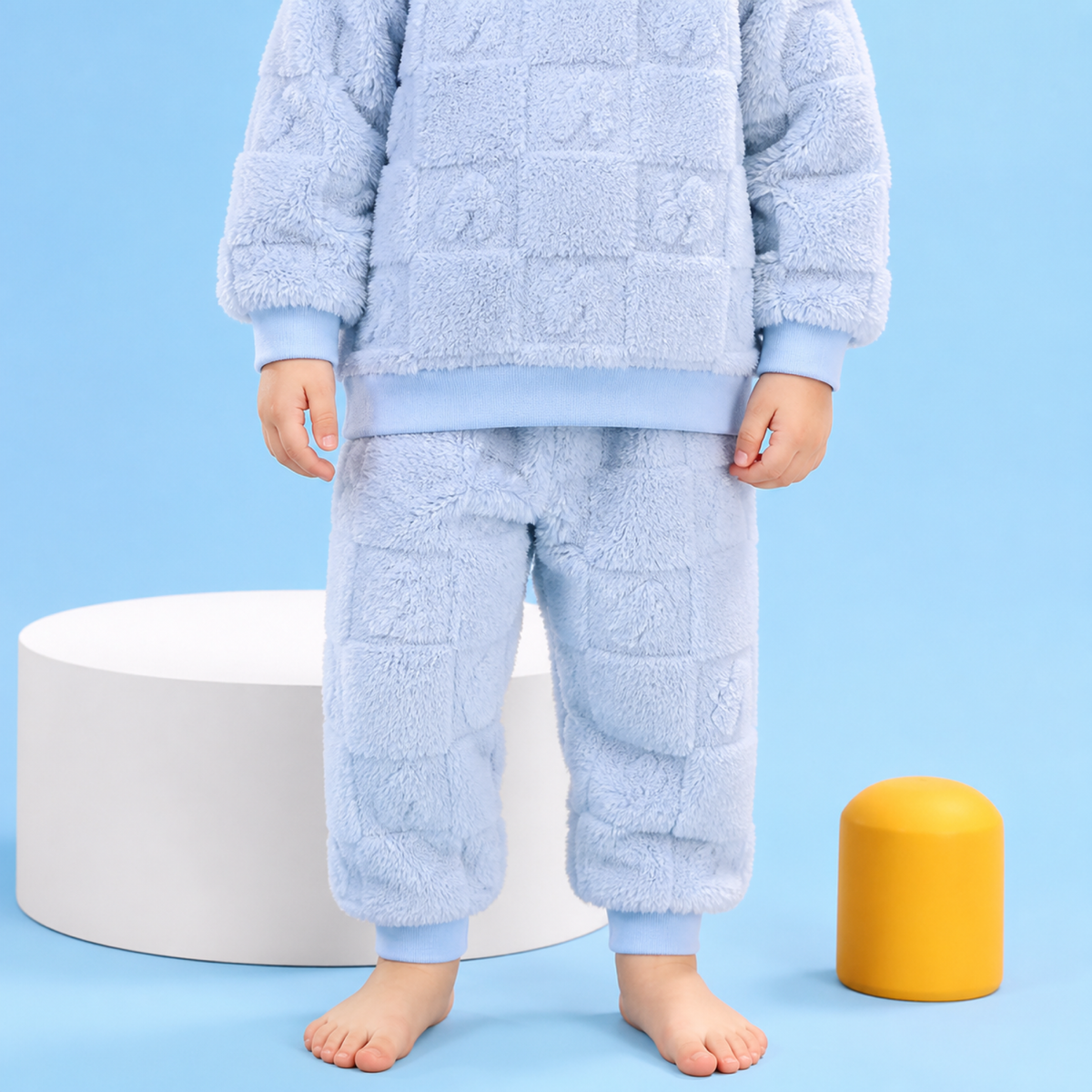 Children’s Plush Pajama Set – Warm Velour Pullover Top and Full Length Pants for Autumn Sleepwear