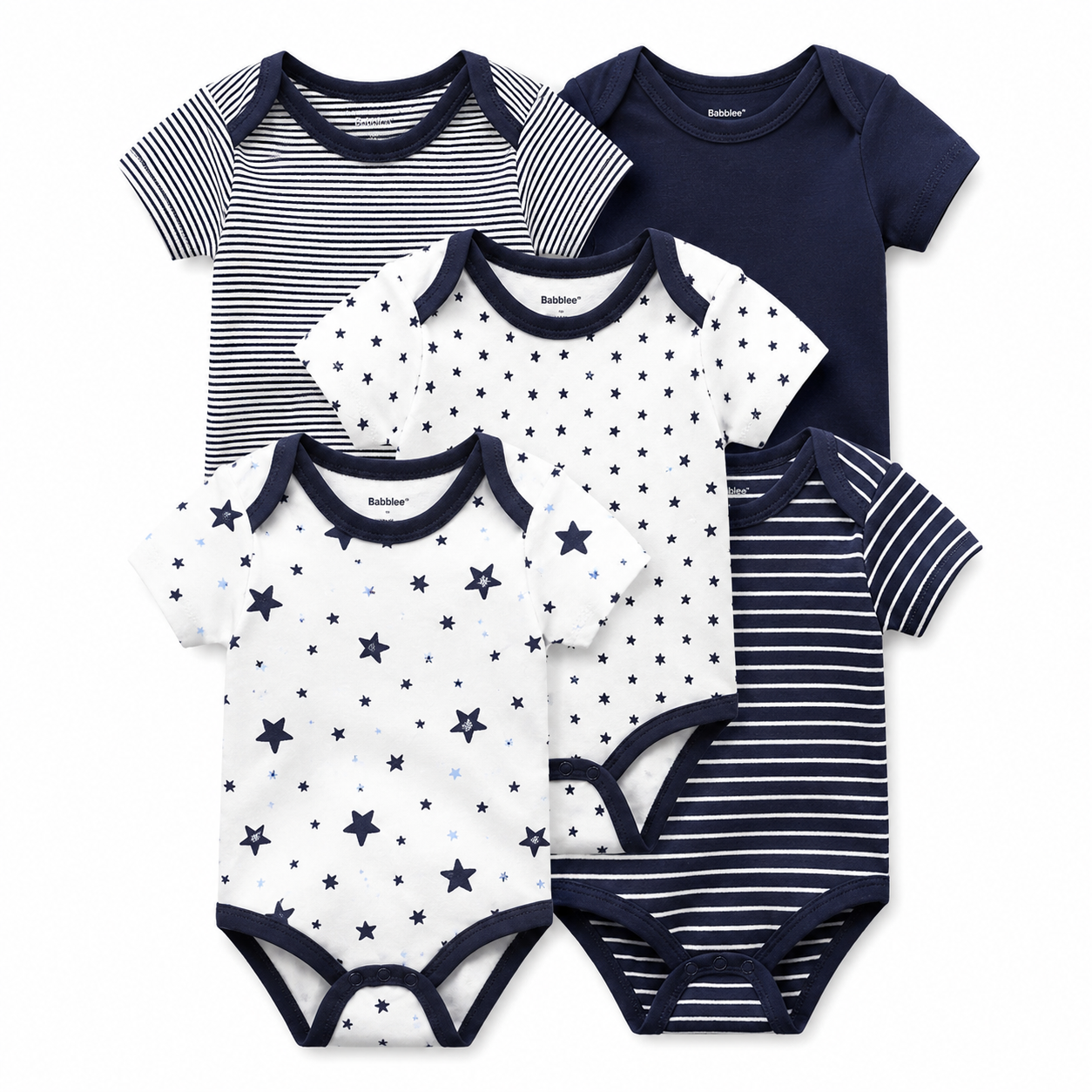 Baby Bodysuit Set – Soft Cotton Short Sleeve Onesies, Unisex Newborn Essentials, 5 Pack
