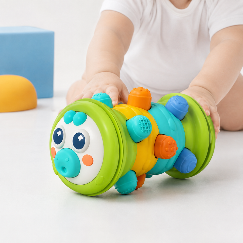 Baby Crawling Roller Toy – Geometric Tummy Time Activity Toy for Sensory Play and Early Movement