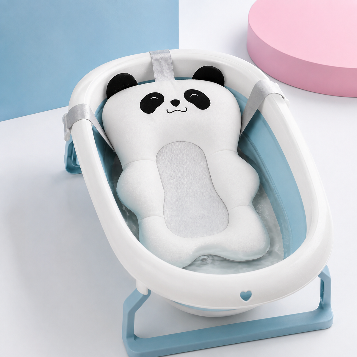 Baby Bath Support Cushion – Floating Foldable Design, Adjustable Straps, Newborn Tub Seat Mat