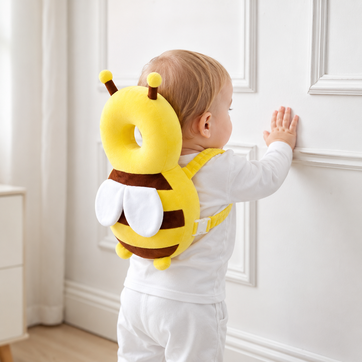Baby Head Protector Pillow – Bee Backpack Cushion for Walking Falls, Soft Plush Safety Pad