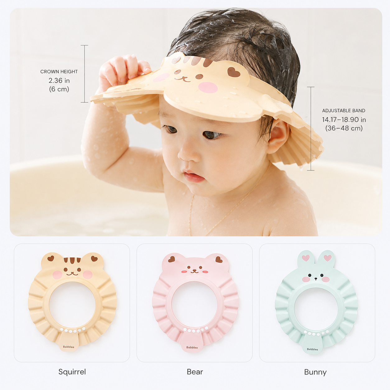 Baby Shower Cap – Adjustable Cartoon Bath Hat for Eye and Ear Protection