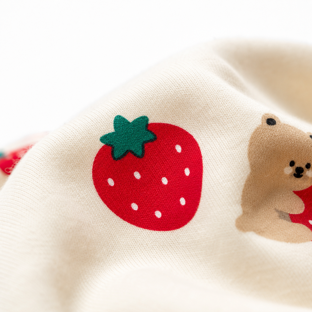 Baby Strawberry Tracksuit – Cotton Pullover & Joggers Set, Loose Fit Toddler Outfit