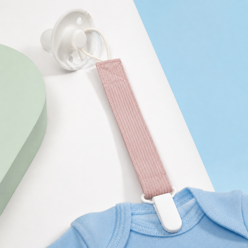 Baby Pacifier Clip – Cotton Strap with Plastic Fastener, Loop Holder for Babies and Toddlers