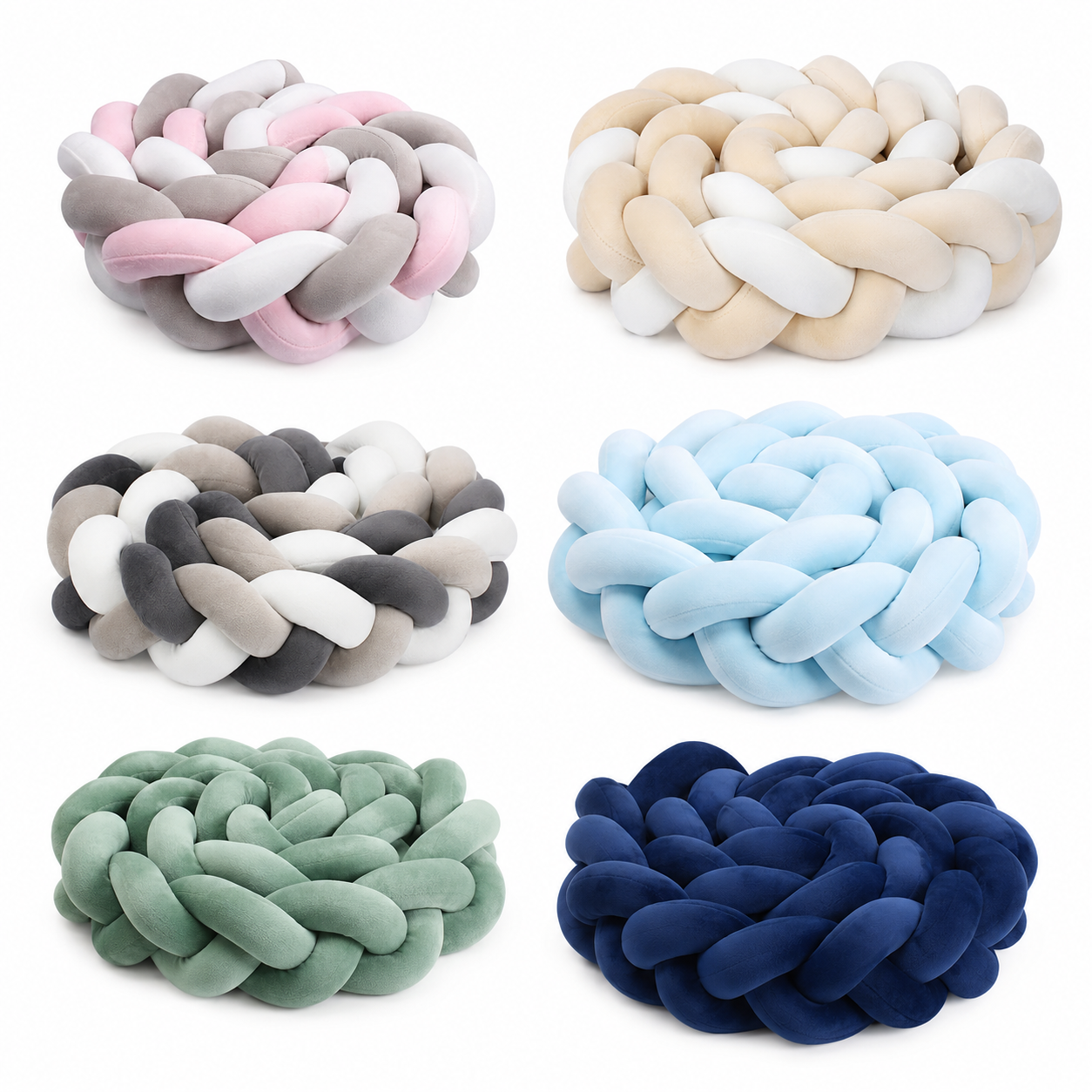 Braided Crib Bumper – Soft Knot Pillow Cushion for Baby Bed, Nursery Decor, Cot Protector