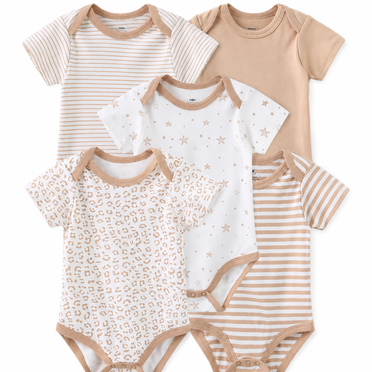 Baby Bodysuit Set – 5 Pack Cotton Short Sleeve Onesies for Newborn to 12M