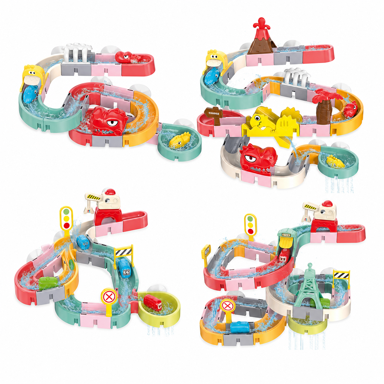 DIY Water Slide Track Set – Reconfigurable Bath Toy with Suction Cups for Kids