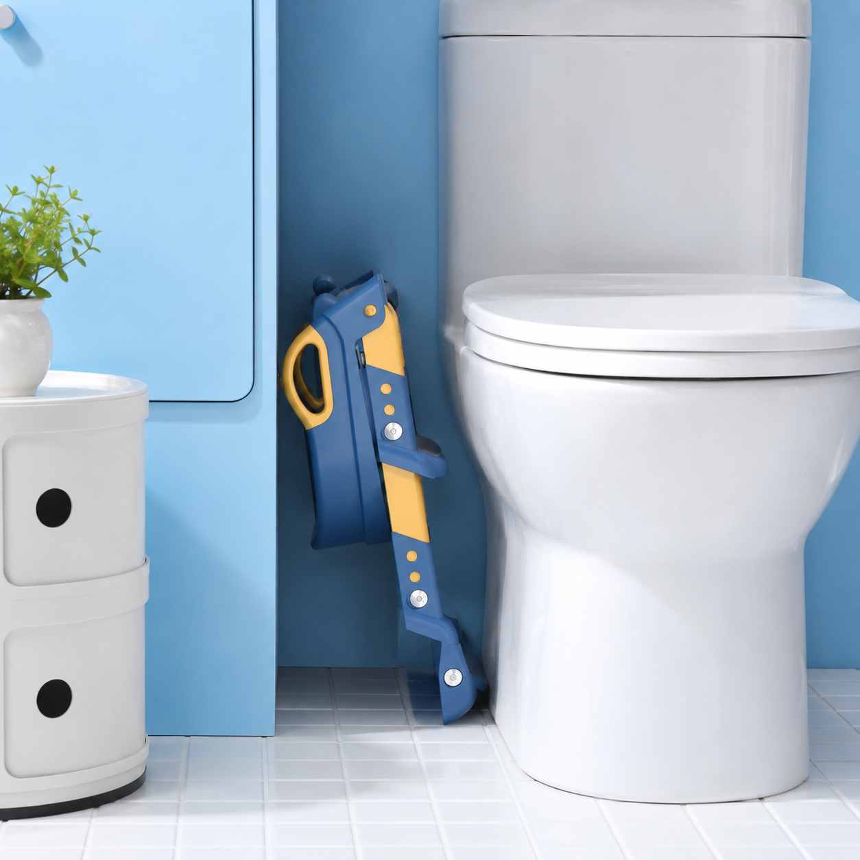 Kids Potty Training Seat with Ladder – Adjustable Foldable Toilet Trainer for Toddlers