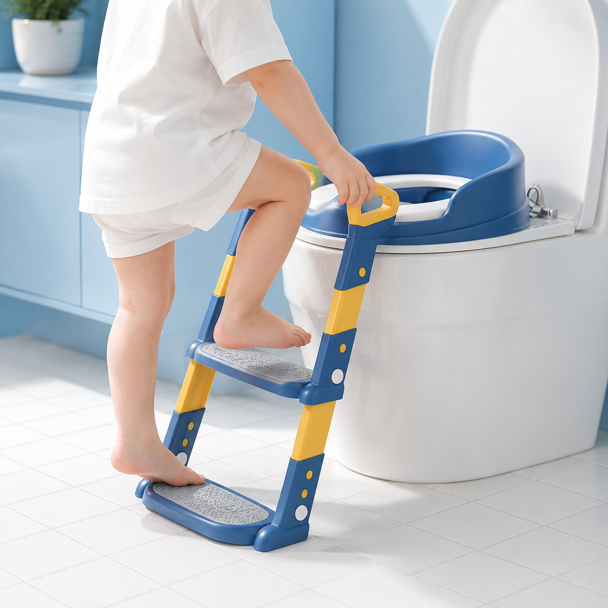Kids Potty Training Seat with Ladder – Adjustable Foldable Toilet Trainer for Toddlers