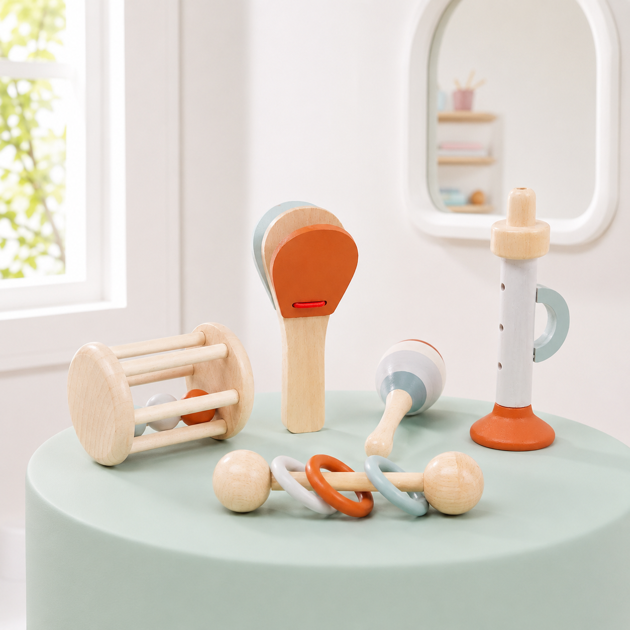 Baby Musical Instruments Set – 5 Piece Wooden Sensory Toys for Toddlers