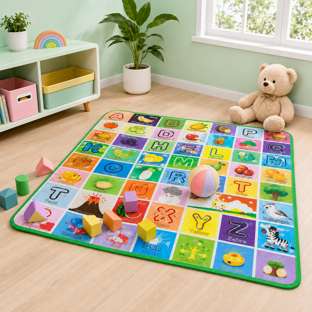 Educational Baby Play Mat – Reversible Foam Crawling Carpet, Large Kids Activity Floor Gym Rug
