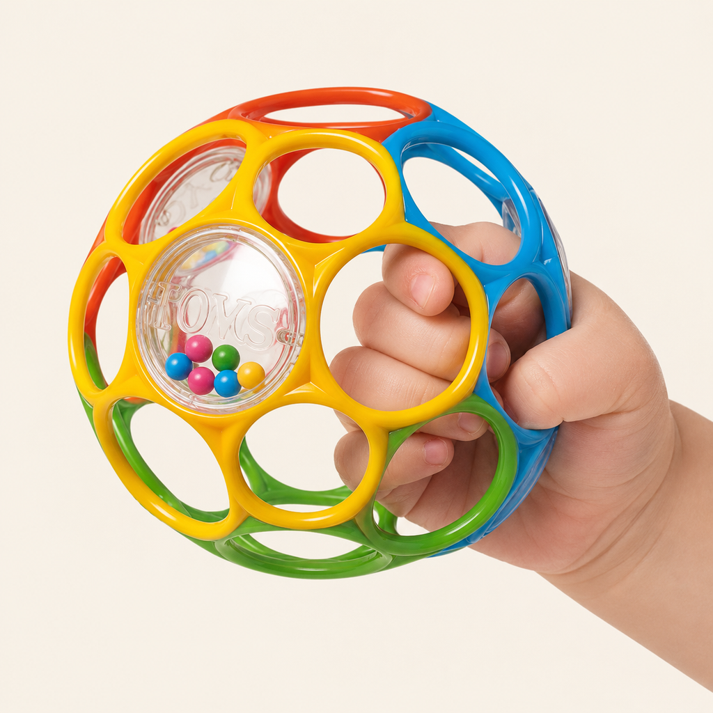 Baby Grasping Ball Rattle – Sensory Teether Toy for Early Development 0-6 Months