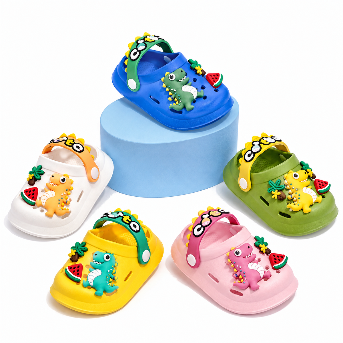 Kids Dino Sandals – Breathable EVA Clogs with Elastic Strap for Play
