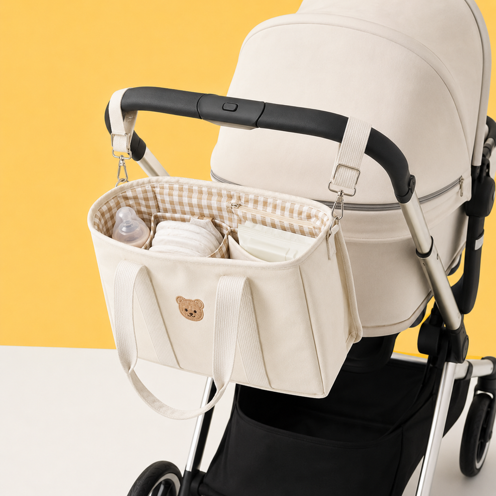 Baby Diaper Bag – Stroller Straps, Insulated Pockets, Wide Opening, Nappy Tote for Moms