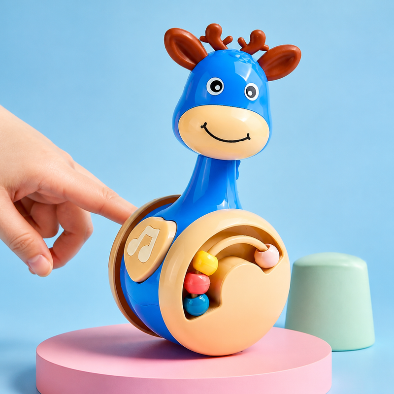 Baby Tumbler Toy – Self Righting Wobble, Rolling Bead Play, Animal Early Learning Toy for 7 to 36 Months
