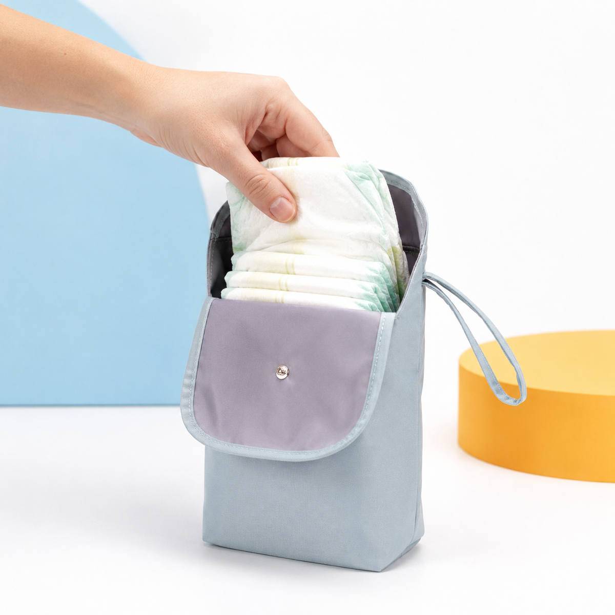 Baby Diaper Bag – Waterproof Reusable Oxford Pouch with Wrist Strap for Nappy Storage and Travel