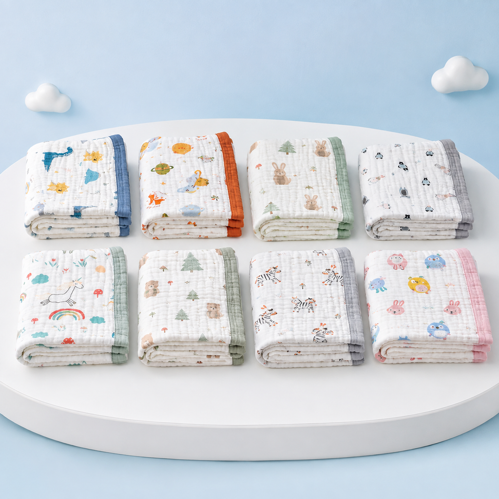 Baby Cotton Gauze Blanket – 6 Layer Soft Swaddle Wrap, Breathable Infant Bath Towel
