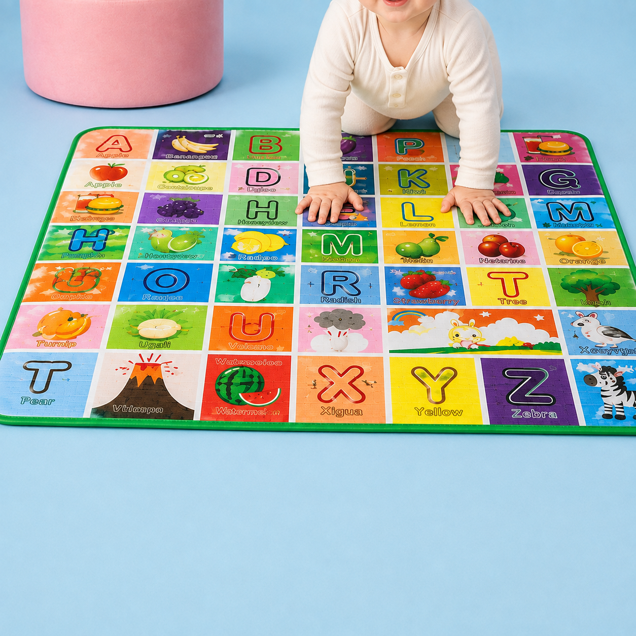 Educational Baby Play Mat – Reversible Foam Crawling Carpet, Large Kids Activity Floor Gym Rug