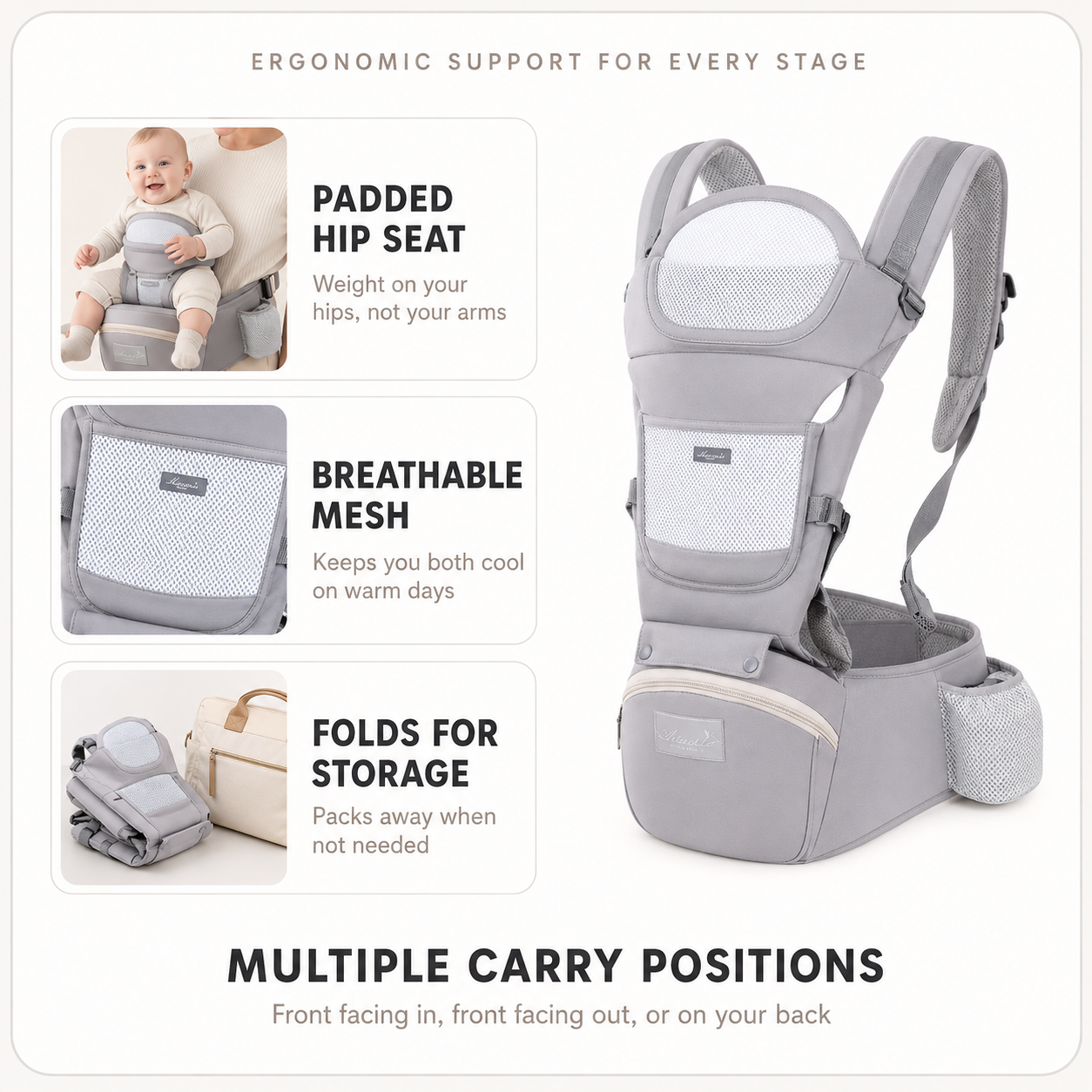 Ergonomic Baby Carrier – Hip Seat Waist Stool for Newborn to Toddler