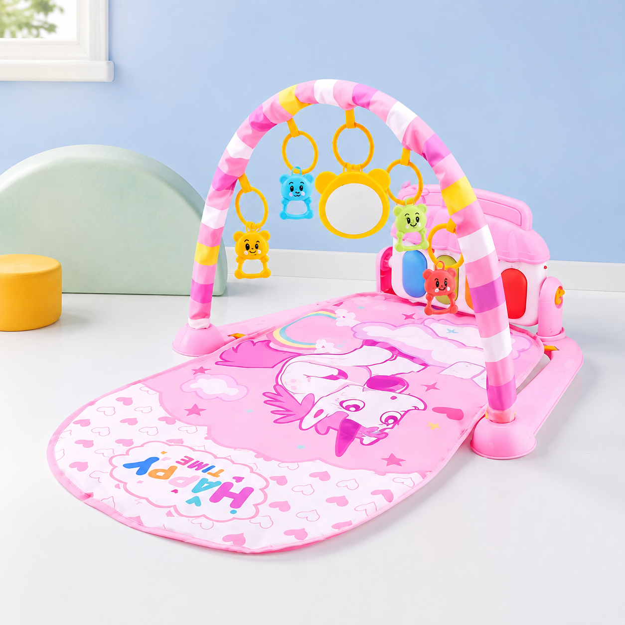 Baby Kick Play Piano Gym – Tummy Time Mat with Music Lights Activity Center Newborn Toy
