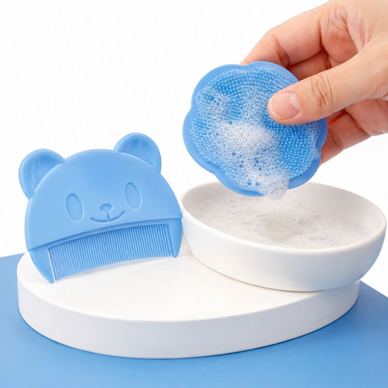 Baby Hair Brush Set – Gentle Infant Comb and Head Massager for Newborn Grooming and Baby Scalp Care