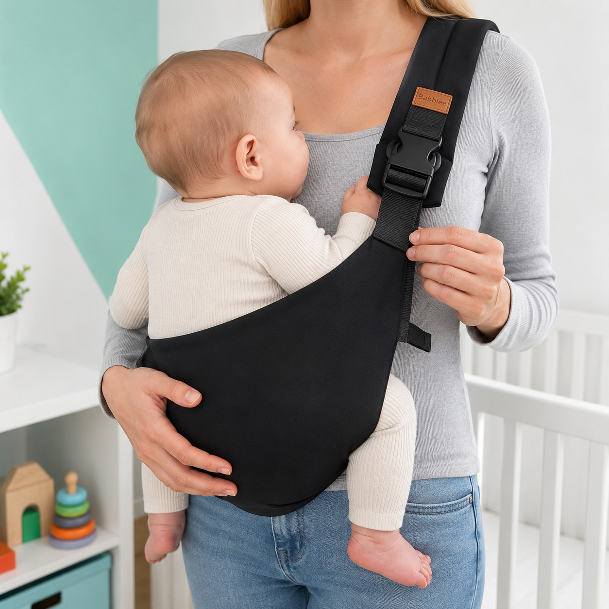 Baby Ring Sling Carrier – Cotton Wrap for Newborn to Toddler, Adjustable Strap