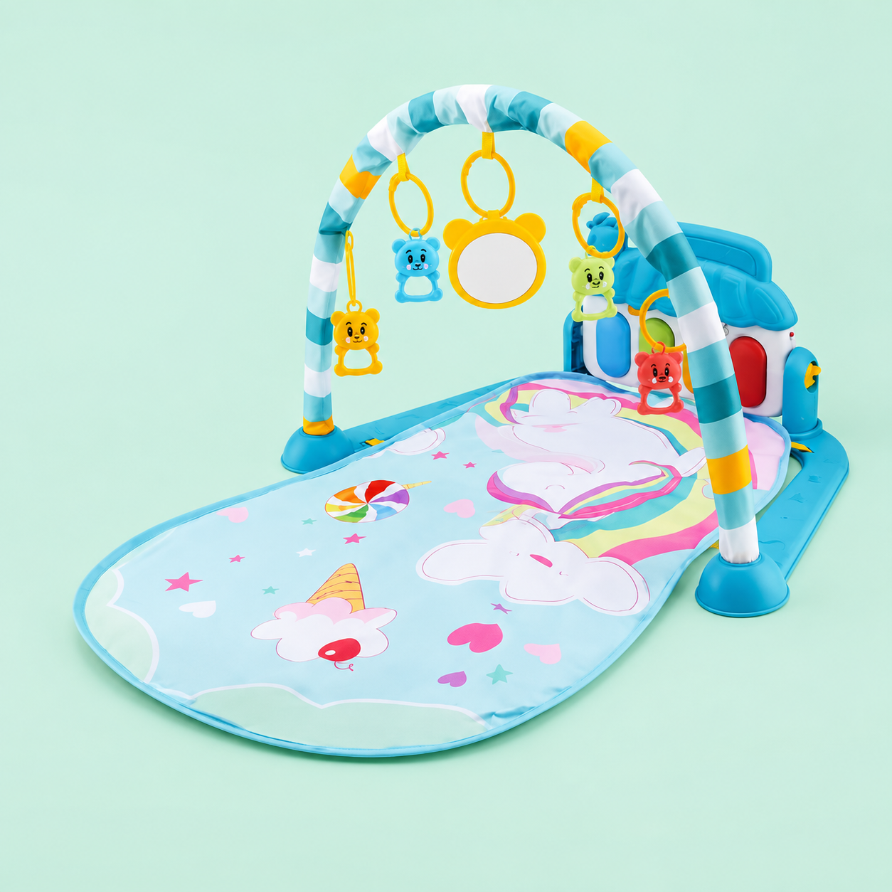 Baby Kick Play Piano Gym – Tummy Time Mat with Music Lights Activity Center Newborn Toy