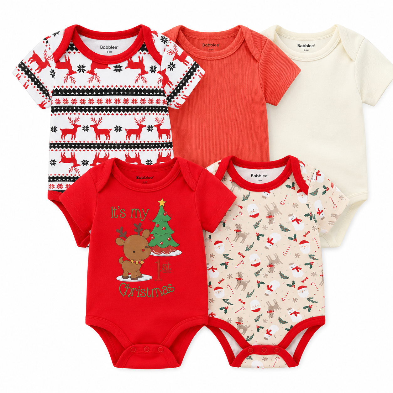 Baby Bodysuit Set – 5 Pack Cotton Short Sleeve Onesies for Newborn to 12M
