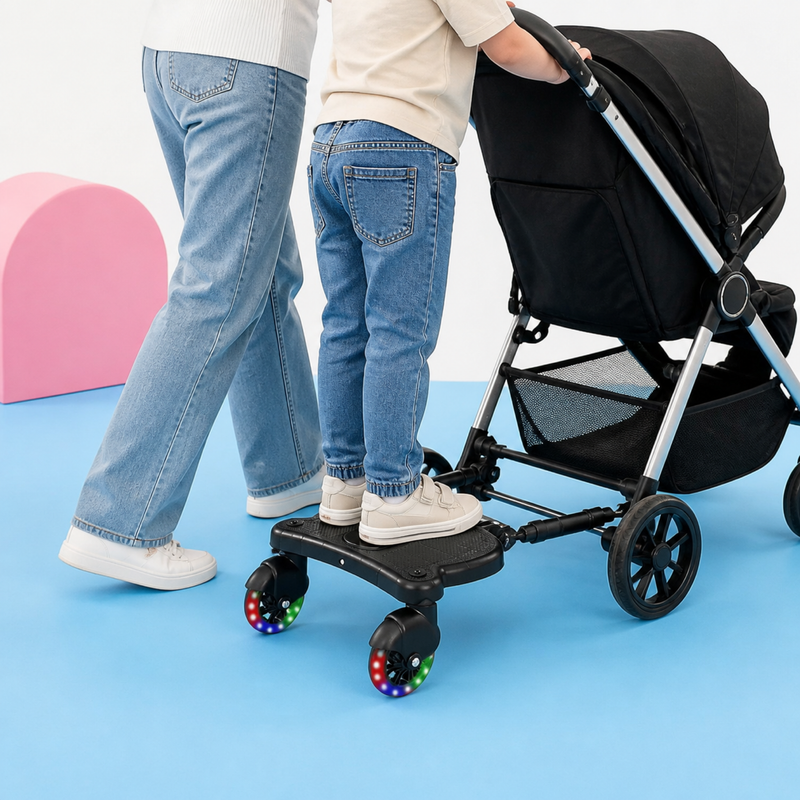 Universal Stroller Board – Adjustable Stand and Sit Rider with Detachable Seat and 360° Wheels