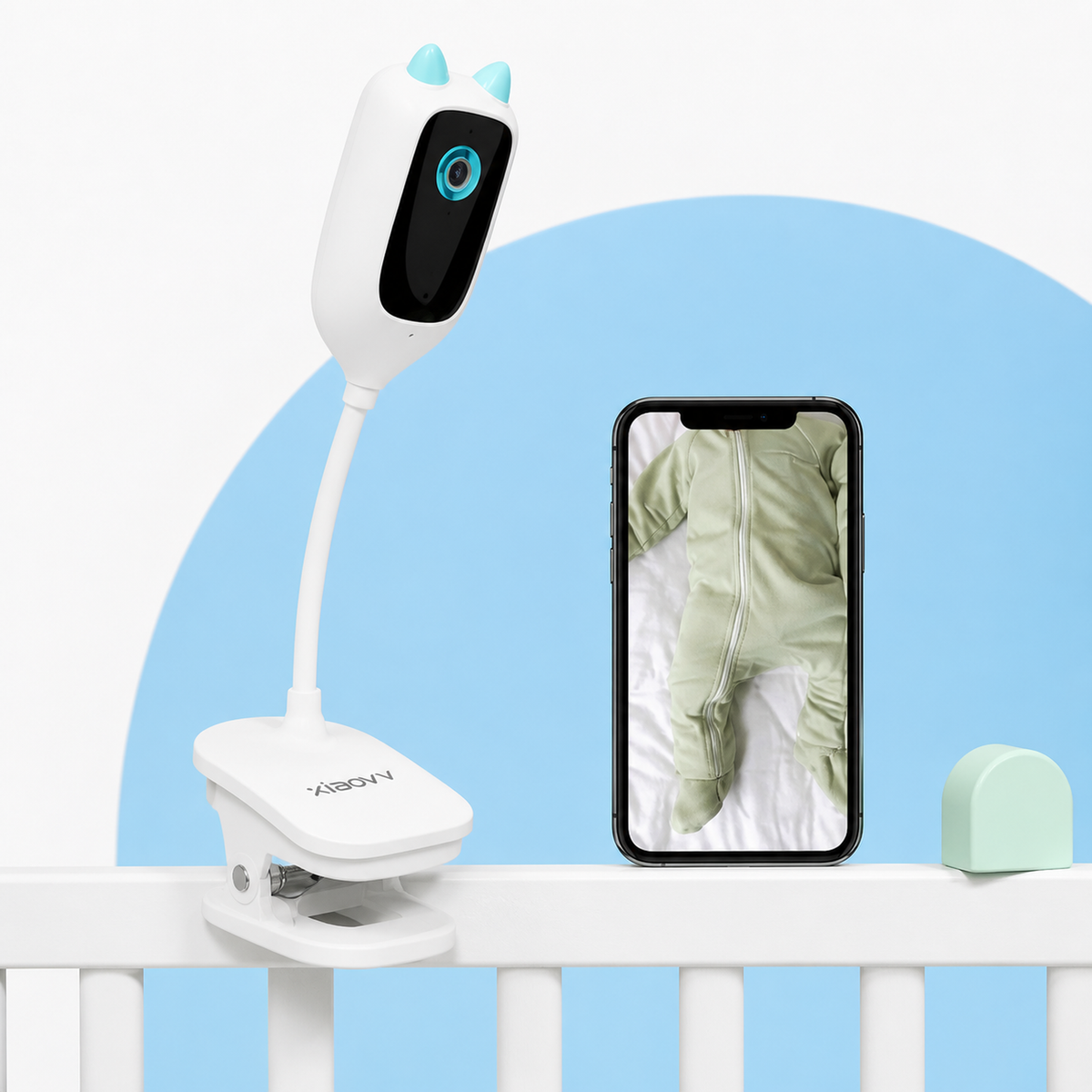 Video Baby Monitor – Cry Detection, Full Color Night Vision, 360° Rotating WiFi Nursery Camera