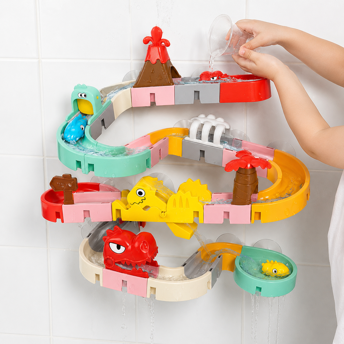 DIY Water Slide Track Set – Reconfigurable Bath Toy with Suction Cups for Kids