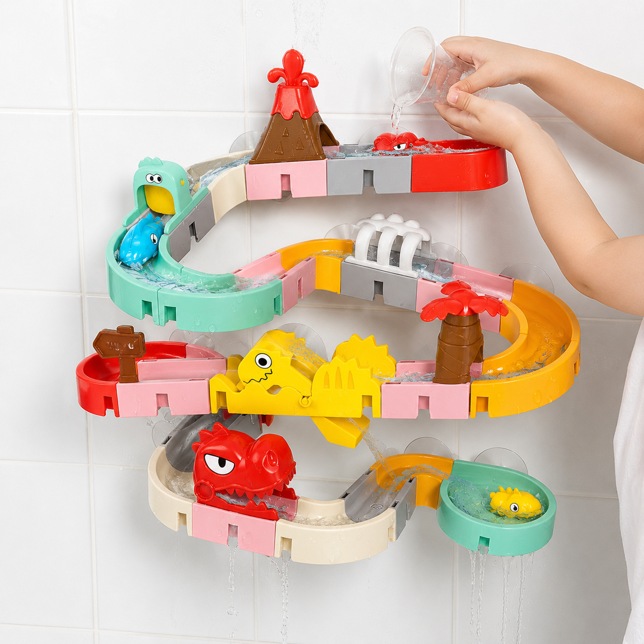 DIY Water Slide Track Set – Reconfigurable Bath Toy with Suction Cups for Kids
