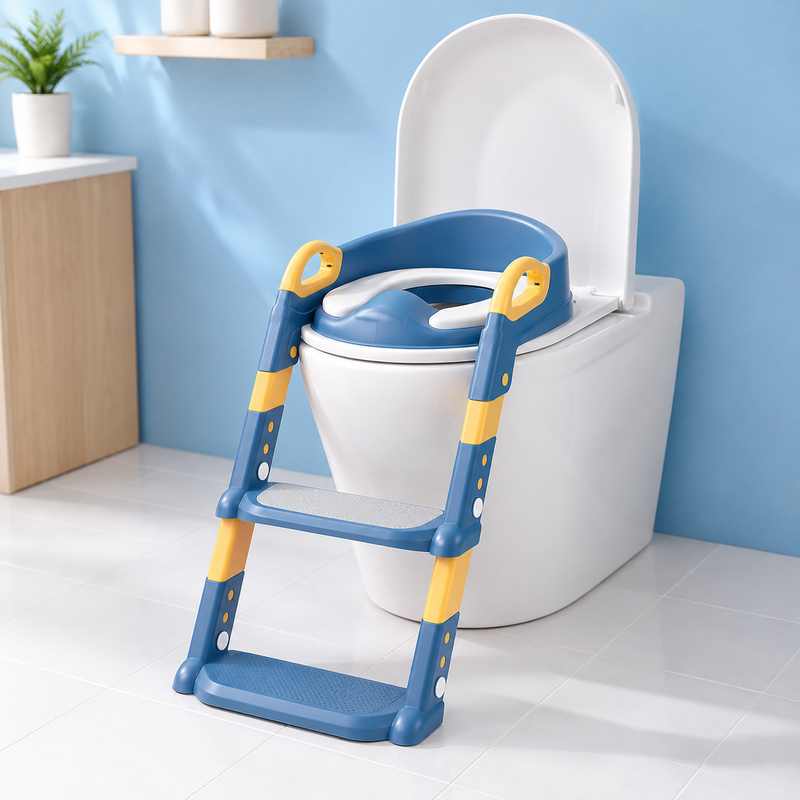 Kids Potty Training Seat with Ladder – Adjustable Foldable Toilet Trainer for Toddlers