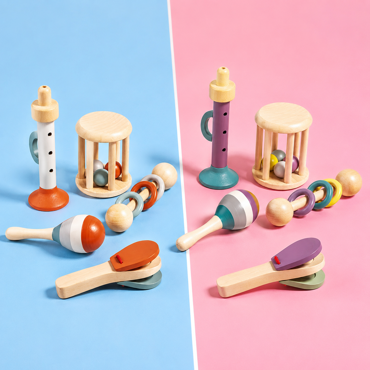 Baby Musical Instruments Set – 5 Piece Wooden Sensory Toys for Toddlers
