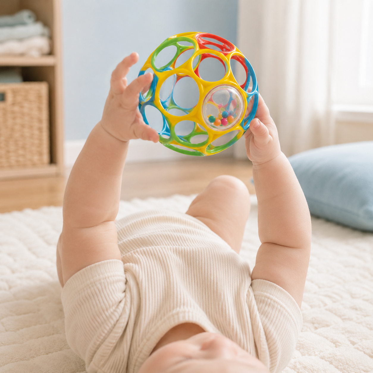 Baby Grasping Ball Rattle – Sensory Teether Toy for Early Development 0-6 Months