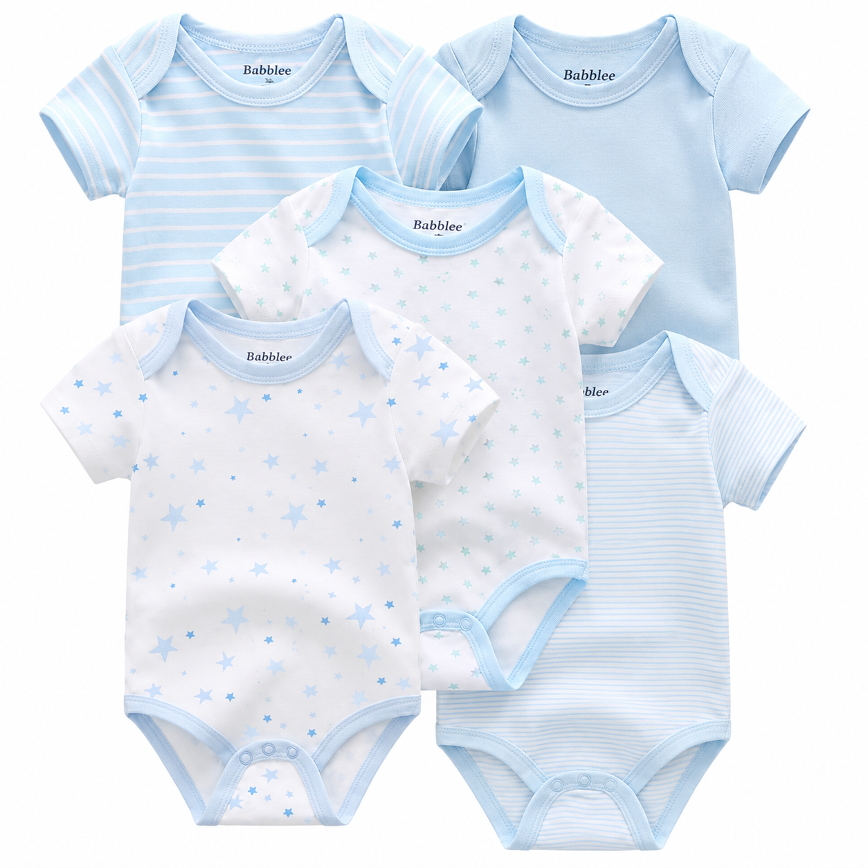 Baby Bodysuit Set – 5 Pack Cotton Short Sleeve Onesies for Newborn to 12M