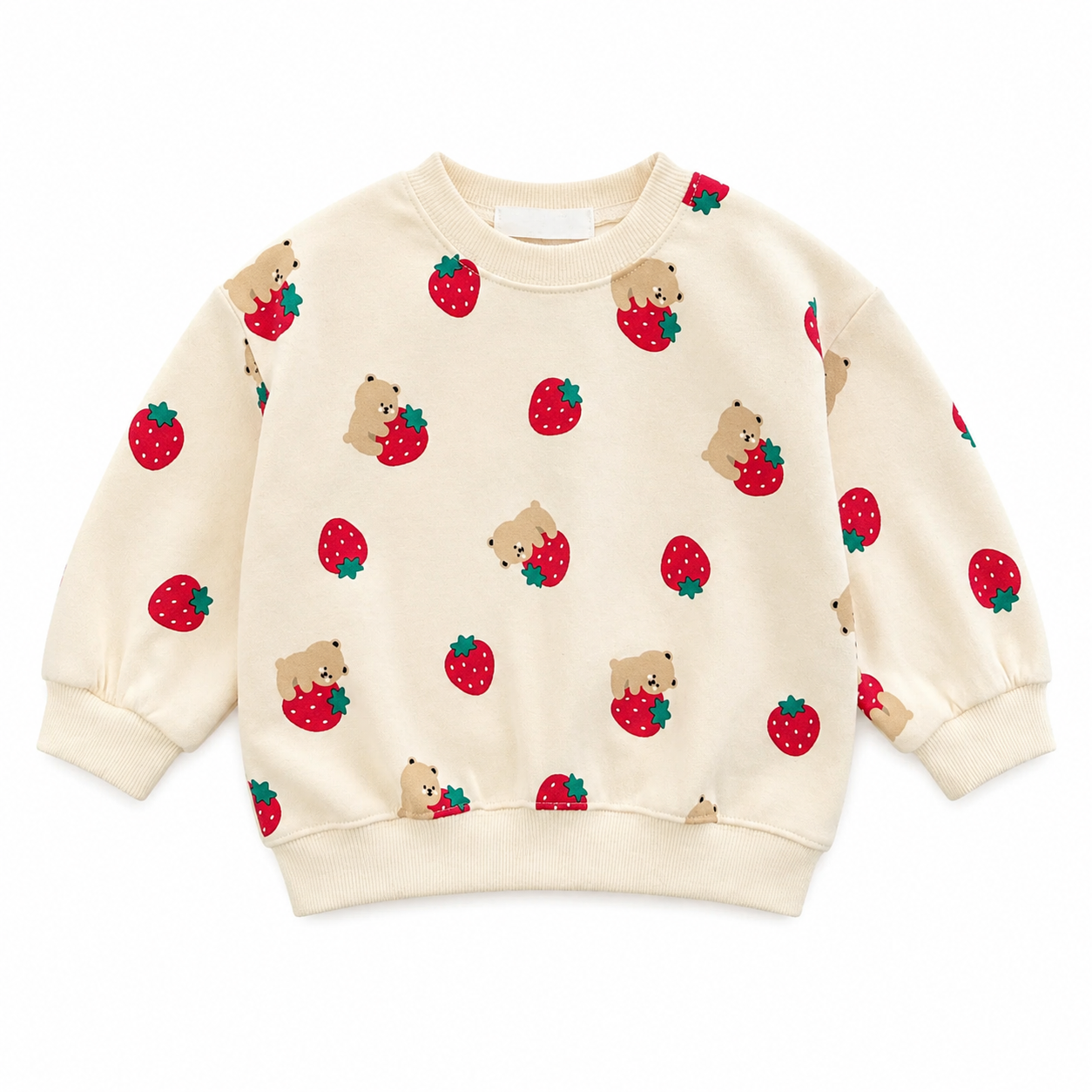 Baby Strawberry Tracksuit – Cotton Pullover & Joggers Set, Loose Fit Toddler Outfit
