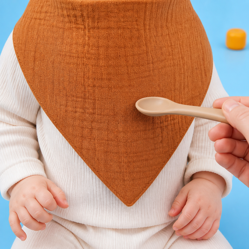Baby Cotton Bandana Bib Set – Solid Color Triangle Drool Bibs, Feeding Cloths and Newborn Baby Gift