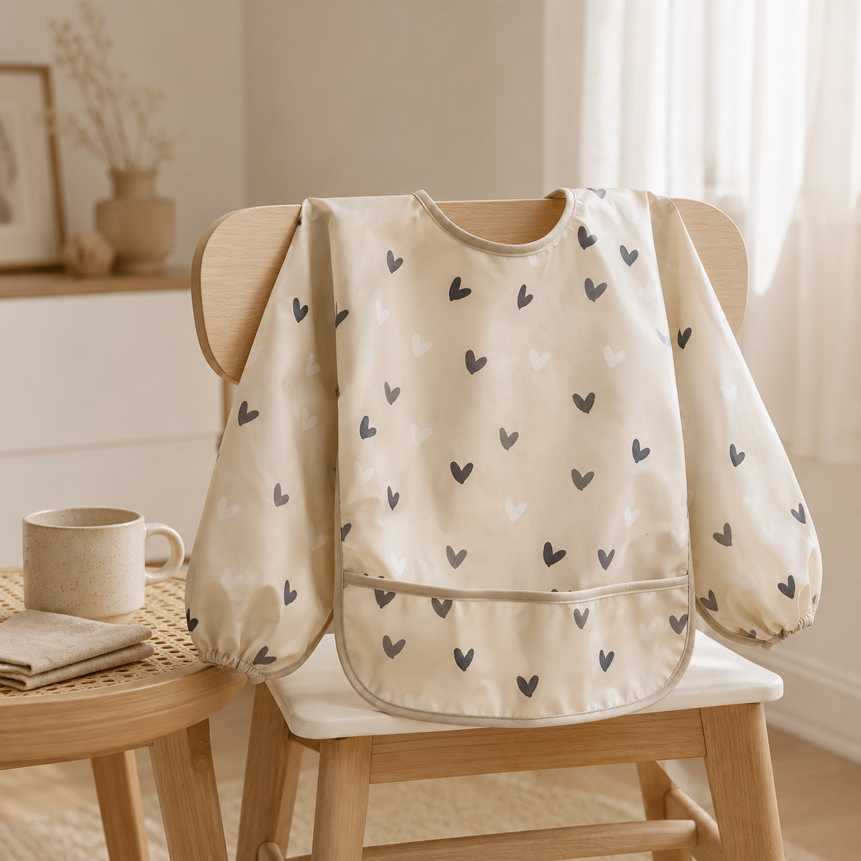 Long-Sleeve Waterproof Feeding Bib – Baby Weaning Smock, Messy Play Cover, Toddler Mealtime Essential