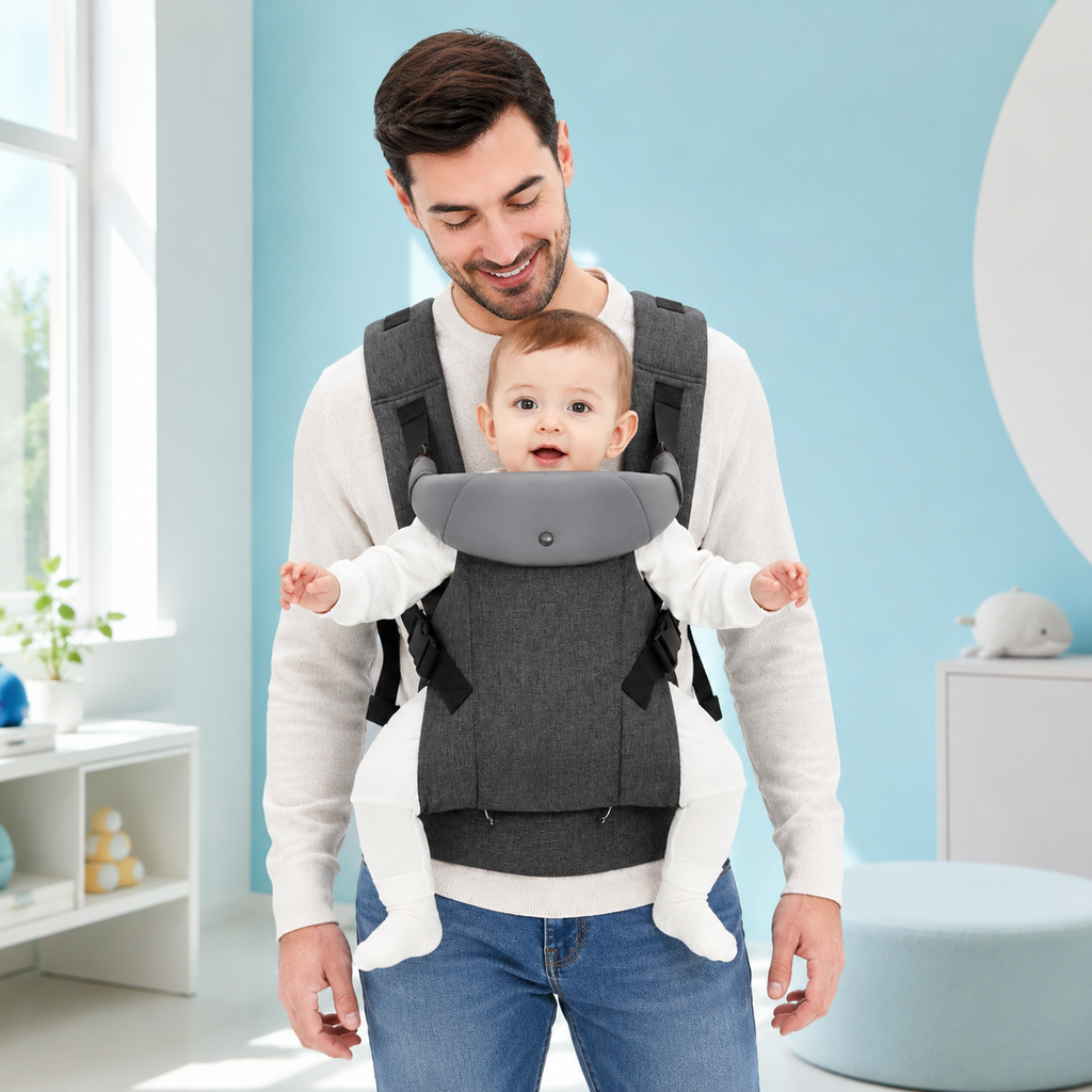 Baby Carrier with Hip Seat – Front Back Carry, Lumbar Support, All Seasons, Newborn to Toddler
