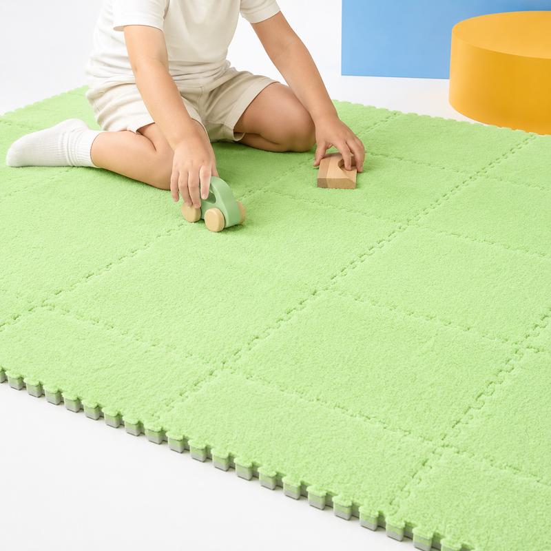 Plush Foam Play Mat – Interlocking Washable Waterproof Tiles for Baby Activity and Nursery Floors
