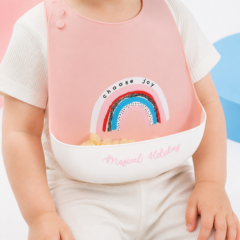 Silicone Baby Bib – Waterproof Adjustable Feeding Bib with Food Catcher for Toddlers Age 1 to 3