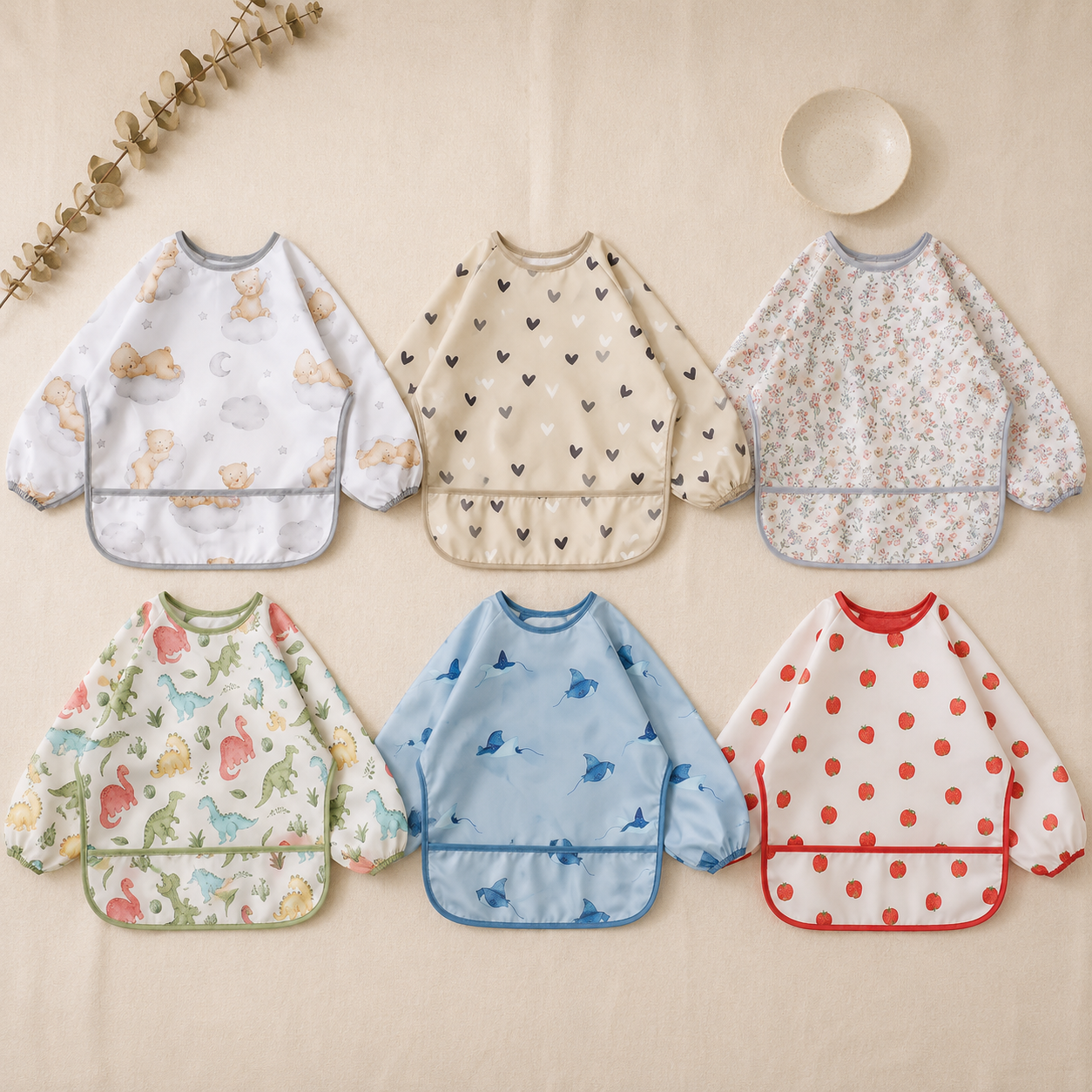 Long-Sleeve Waterproof Feeding Bib – Baby Weaning Smock, Messy Play Cover, Toddler Mealtime Essential