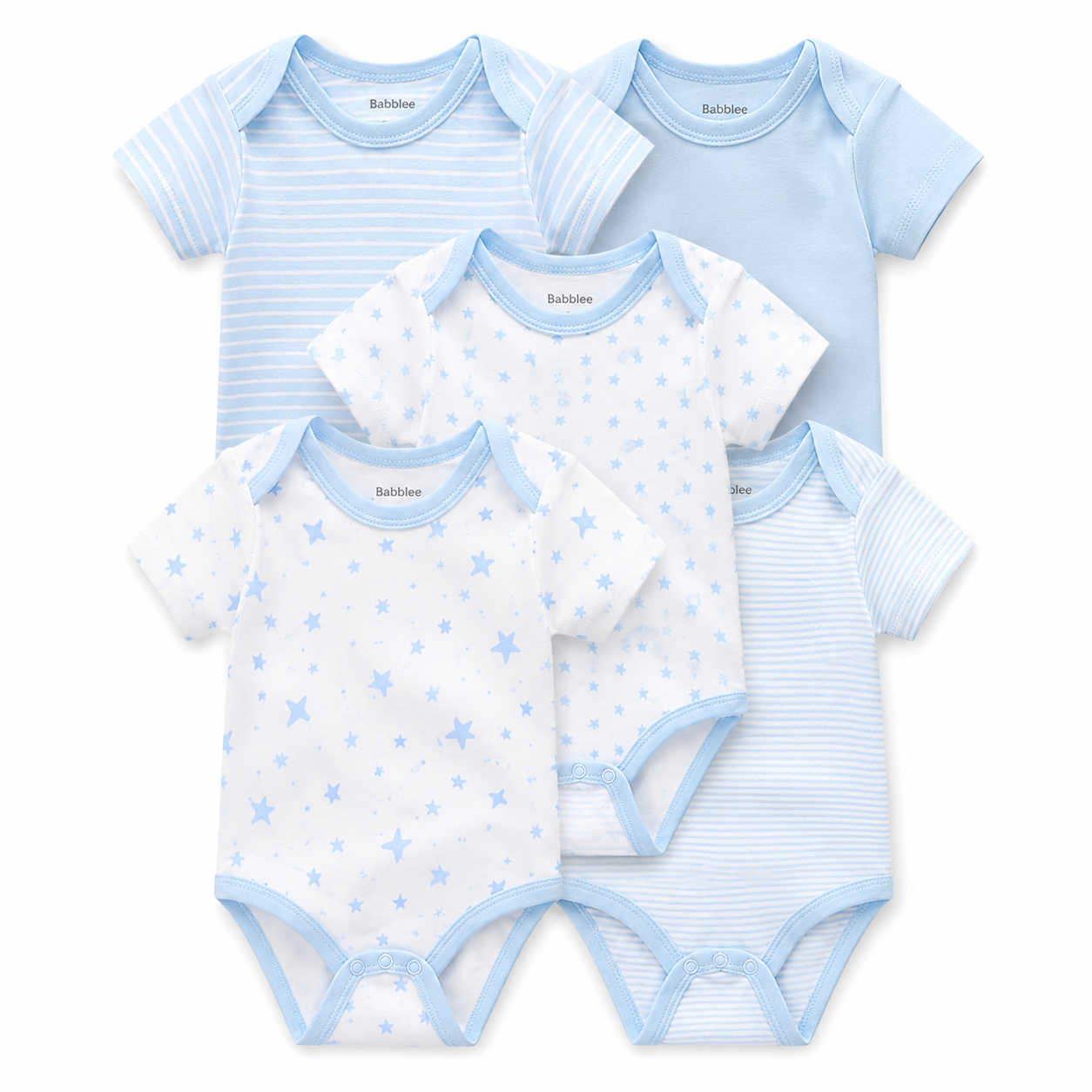 Baby Bodysuit Set – Soft Cotton Short Sleeve Onesies, Unisex Newborn Essentials, 5 Pack