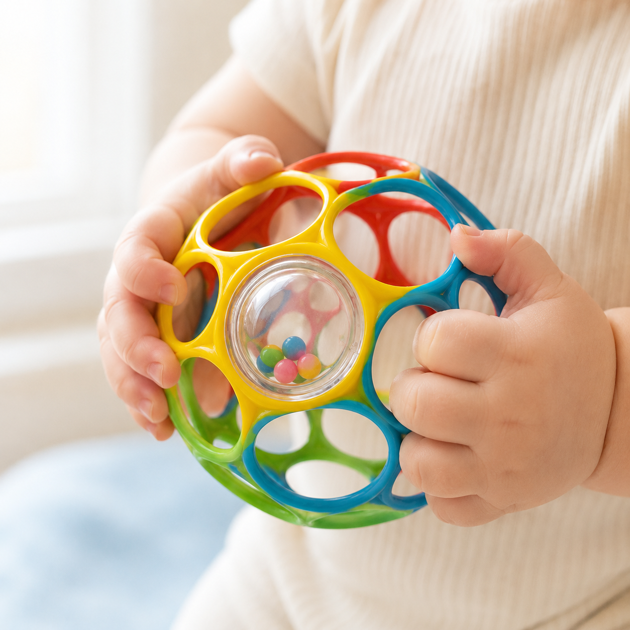 Baby Grasping Ball Rattle – Sensory Teether Toy for Early Development 0-6 Months