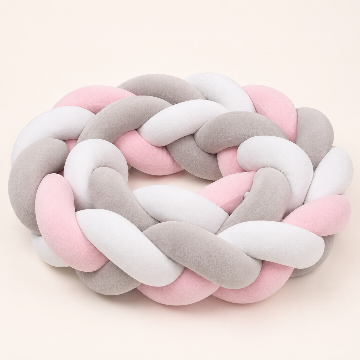 Braided Crib Bumper – Soft Knot Pillow Cushion for Baby Bed, Nursery Decor, Cot Protector